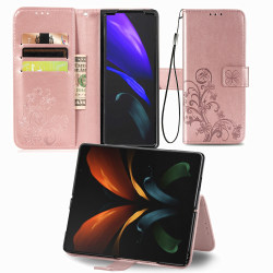 Case i PU för Samsung Galaxy Z Fold3 5G Rose Gold