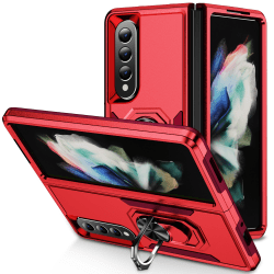 PC + CASE -fodral med hållare för Samsung Galaxy Z Fold4 Red+Rose Red