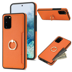 För Samsung Galaxy S20 Plus Ringkort Litchi Läder Baksida Phone case För Samsung Galaxy S20+ (orange) Orange For Samsung Galaxy S20+