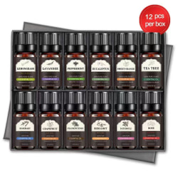 Gränsöverskridande aromaterapi eterisk olja Växt eterisk olja Enkel eterisk olja Lavendel Tea Tree Massage eteriska oljor Essential oil set box 12 pieces