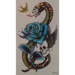 1st Temporär tattoo Orm, blommor,  dödskallar och fåglar