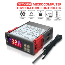 Intelligent termostat STC-3000 DC 12V temperaturkontrol-LED Stonegrey