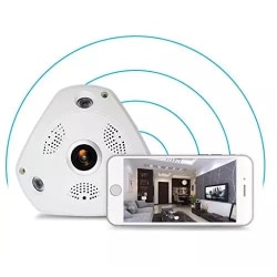 WiFi Panoramakamera / Övervakningskamera med Fiskögeoptik Vit
