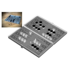Magnetisk backgammon / rejsebackgammon i lommeformatspil Silver