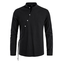 Män Enfärgade skjortor Långärmade toppar Black M