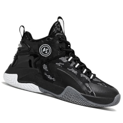 Boys Mid Basketball Shoes Sneakers med snörning Black - Dual Mesh 39
