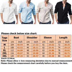 Långärmade toppar för män med V-ringad T-shirt Beige 2XL