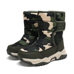 Barn Tjock Foder Snow Boots Camouflage Casual Vintersko Camouflage grönt 31