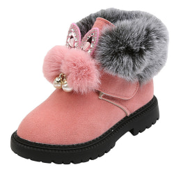 Flickor med rund tå Fuzzy Fluffy Collar Comfort Warm Shoe Rosa 21