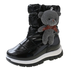 Pojkar Plyschfodrad Pull On Snow Boot Fashion Side Zip Vintersko Svart 31