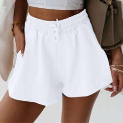 Damer med dragsko Beach Short Hot Pants Enfärgade sommarshorts White L