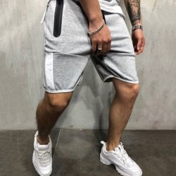 män shorts sommar färg sömmar dragkedja blixtlåsfickor Grey L