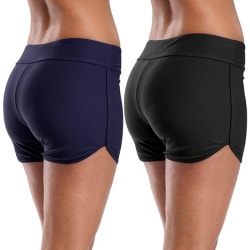 Women High Waist Swim Boyshorts Bikini Bottom Tankini Shorts Black,XL