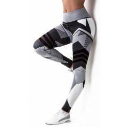 Women's geometric digital printing high waist casual Yoga Pants Gray,XL
