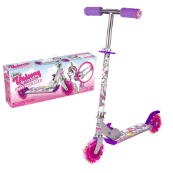 Sparkcykel med Lysande Däck / Enhörning - Scooter pink
