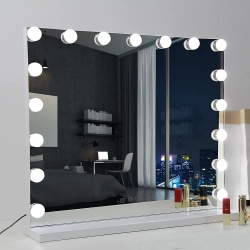70 X 55 Cmhollywood sminkspegel med 3 färgljus & 14 dimbara LED-lampor, stor sminkspegel med USB laddningsport för bordsdressin