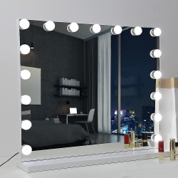 70 X 55 cmhollywood sminkspegel med 3 färgljus & 14 dimbara LED-lampor, stor sminkspegel med endast USB laddningslampor