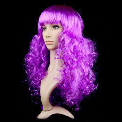 Parykk for kvinner med krøllete hår LILLA purple