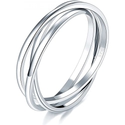 AVEKI 925 Sterling Silver Ring Triple Interlocked Rolling High Polish Ring ----Storlek 10