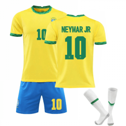 Brasilien Hem Gul tröja Set Barn Vuxna Fotbollströja Träningströja No.10 NEYMAR JR 24