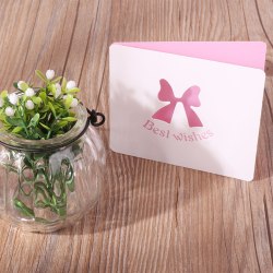 Rosa rosett gratulationskort DIY handskrivet kort Vikbart 3D alla hjärtans dag-vykort Pink Bow Unpackaged