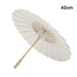 Oljepapper Vitt paraply Kina Traditionell dans rekvisita Parasoll Handgjorda dekorationer 40cm