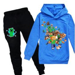 Minecraft baju hoodie för barn Långärmade huvtröjor för barn 2-delat set blue 120CM
