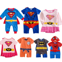 Baby Jumpsuit Sport Body Tecknad Superman Cape Boy Girl Pink Cloak 12-18 Months