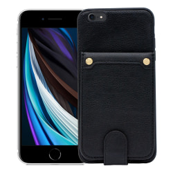 iPhone 6s / 6 Plus Lompakkokotelo - Aitoa nahkaa - Musta Black