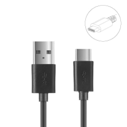 Type-C USB-kabel Platt Quick Charge 2A - 1m - Svart Svart