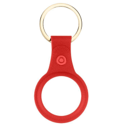 Apple AirTag Läderskal Med Nyckelring Röd Röd