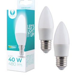2-Pack LED-Lampa E14 6W 480lm (4500k) Neutral Vit Vit