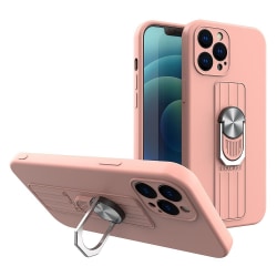 iPhone 12 Pro Silikonskal med Ringhållare - Rosa Rosa