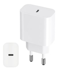 iPhone 15/14/13 PD Laddare 20W USB-C Power Delivery Vit