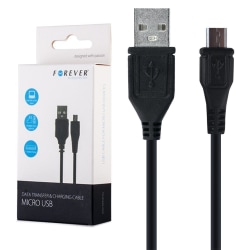 Forever Micro-USB 3M USB Kabel för Samsung/Sony/Huawei Svart