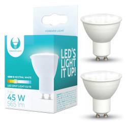 2-Pack LED-lampa Spot-Light GU10 3W 3000K 240Lm, Varm Vit Vit