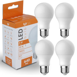 4-Pack LED-Lampa E27 8W 640lm (3000k) A60 Vit