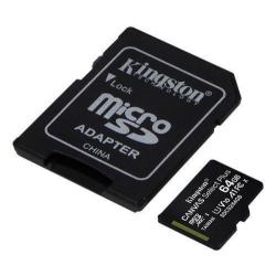 Kingston Micro SD 64 GB Minneskort Class 10 inkl. adapter