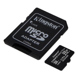 Kingston Micro SD 32 GB Minneskort Class 10 +Adapter Canvas