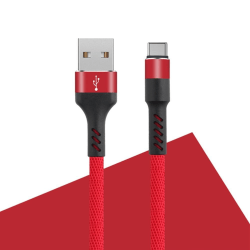 Maxlife USB-Type-C Kabel 2A Fast Charge Förstärkt Röd