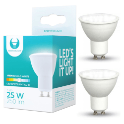 2-Pack LED-lampa Spot-Light GU10 3W 6000K 250Lm, KallVit Vit