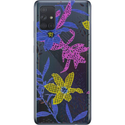 uSync™ Samsung Galaxy A71 Skal - Design Case Flowers Svart