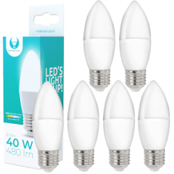 6-Pack LED-Lampa E27 6W 480lm (4500k) Neutral Vit Vit