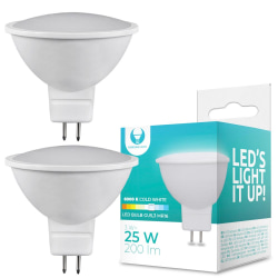 2-Pack LED-lampa MR16 SpotLight GU5,3 3W 6000k 200LM Vit