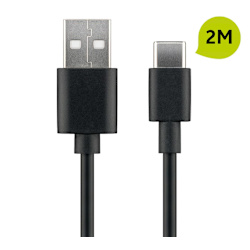 USB-C till USB Laddare 2 Meter Svart
