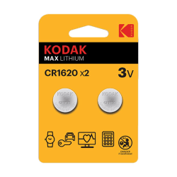 2-Pack Kodak CR1620 Knappcells batterier Silver