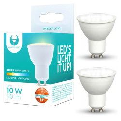 2-Pack LED-lampa Spot-Light GU10 3W 3000K 90Lm, VarmVit 38° Vit