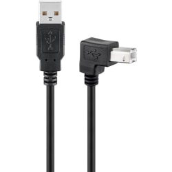 USB Hi-Speed Kabel A till B 5 Meter 90° Vinklad Svart
