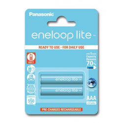2-Pack Panasonic Eneloop Lite AAA/R03 Uppladdningsbar multifärg