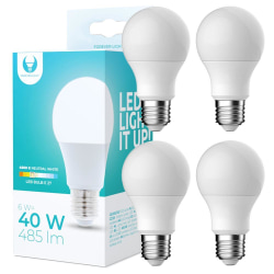 4-Pack LED-Lampa E27 A60 6W (4500K) 485lm Neutral Vit